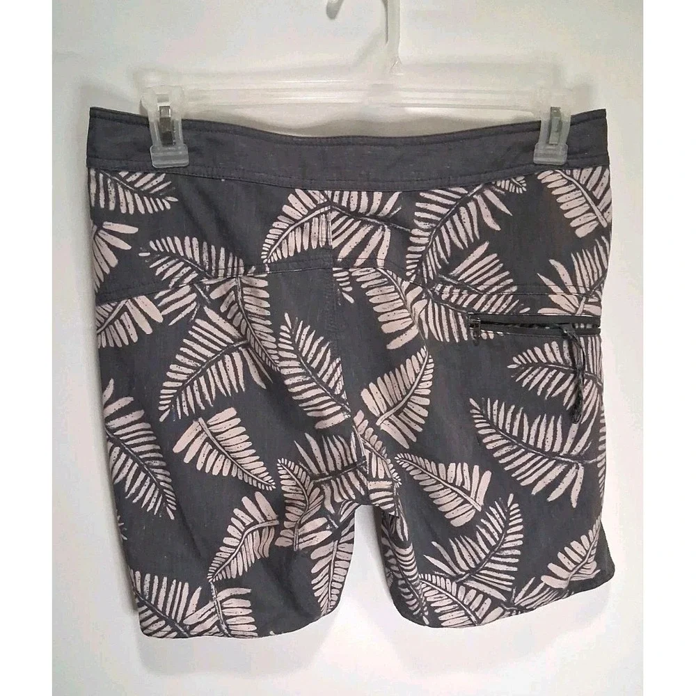 Roark Men's Sz 30 Shorey Swim Trunks Charcoal Botanical Drawstring Board Shorts